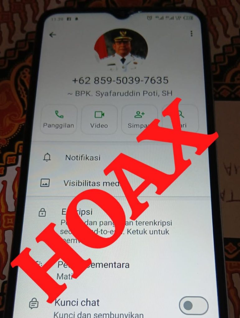 Wabub Rohul Syafarudin Poti : Waspada Whatsapp Saya Digandakan, Jangan Layani Permintaan Apapun